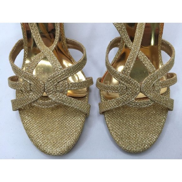 Pierre Dumas Heels Women Size 8.5 Gold Glitter Slingback High Heel Dress Sandals - Picture 9 of 9